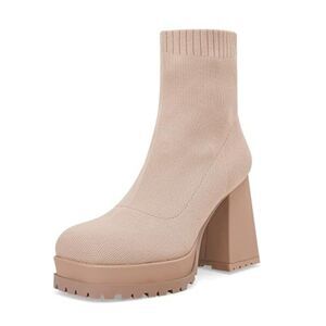 (37-4360) Women's Sock Boots Platform Square Toe Ankle Boots Sz 11